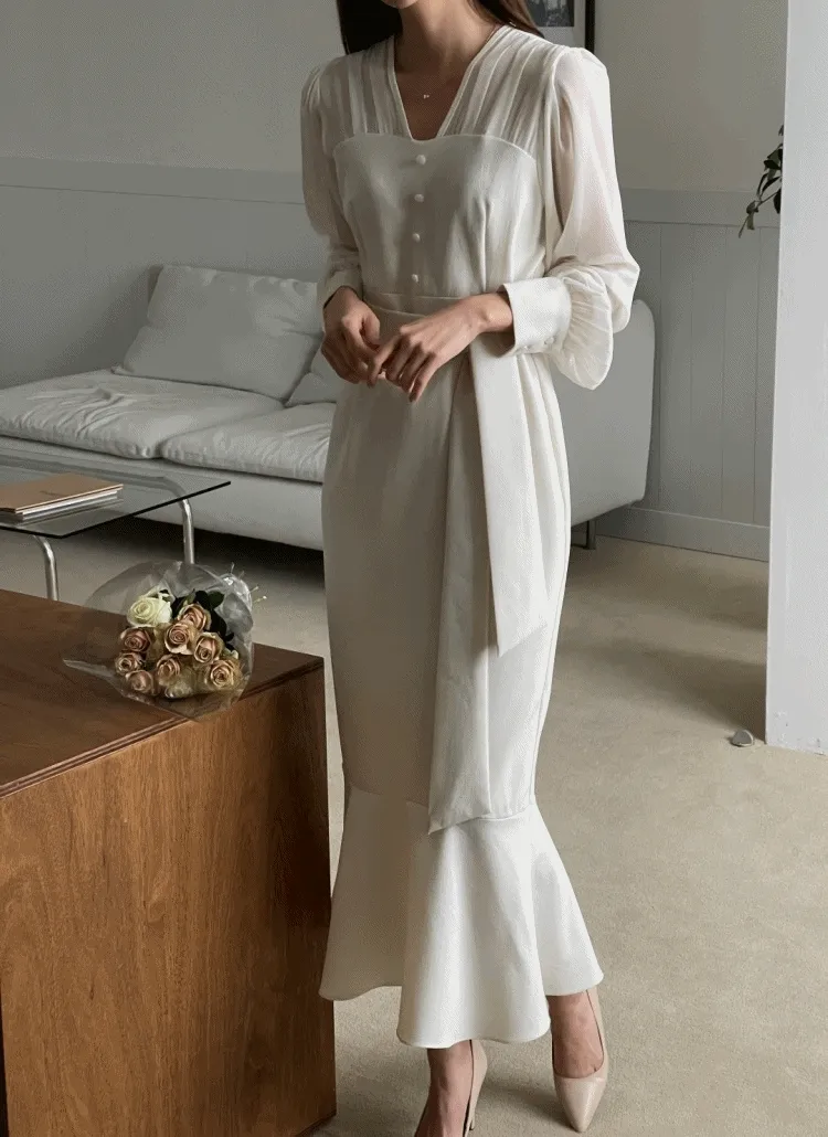 シアーリボンマーメイドワンピース | DHOLIC | 詳細画像1