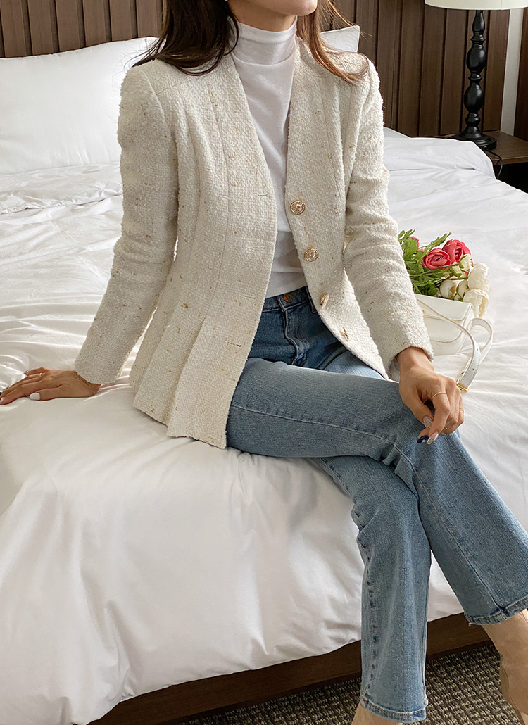 ベルト付ツイードジャケット | レディースファッション通販 - DHOLIC