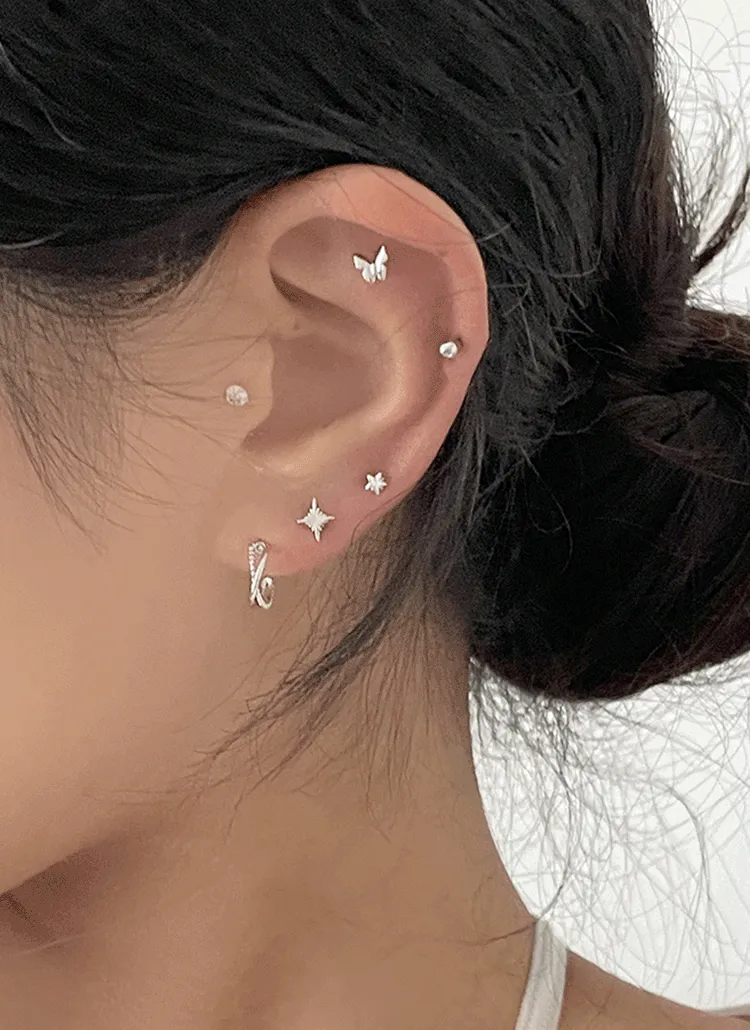 クロスリングバタフライピアス5SET | blingmoon | 詳細画像1