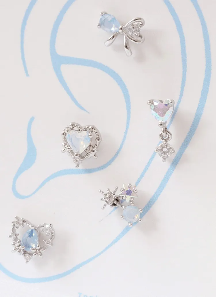 ブルーハートリボンピアス5SET | blingmoon | 詳細画像1