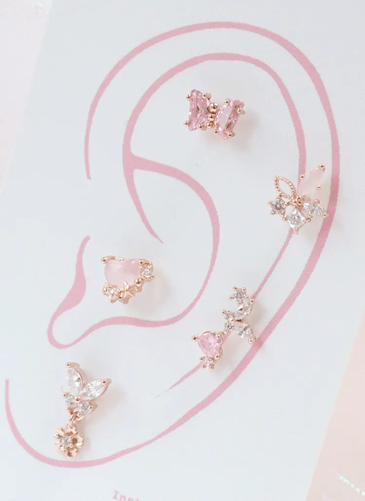 ライトピンクモチーフピアス5SET | blingmoon | 詳細画像1