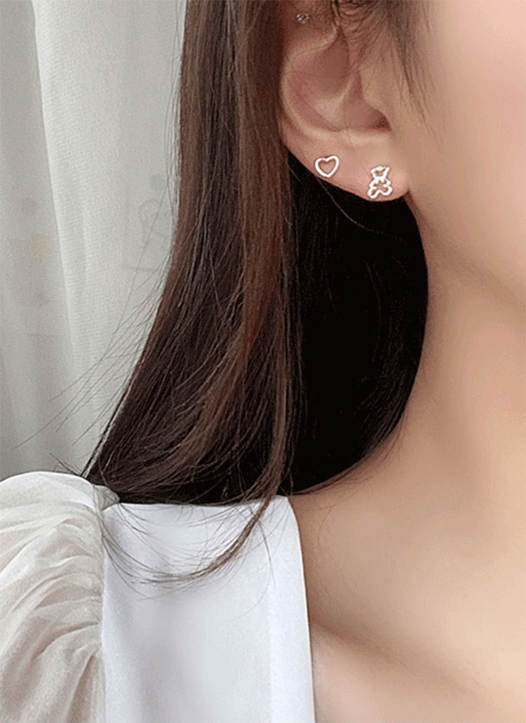 ハートテディベアピアス4SET | レディースファッション通販 - DHOLIC