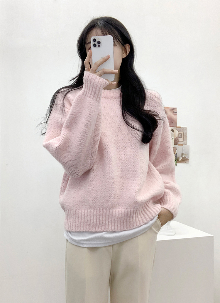 アルパカ混ラウンドネックニット | レディースファッション通販 - DHOLIC