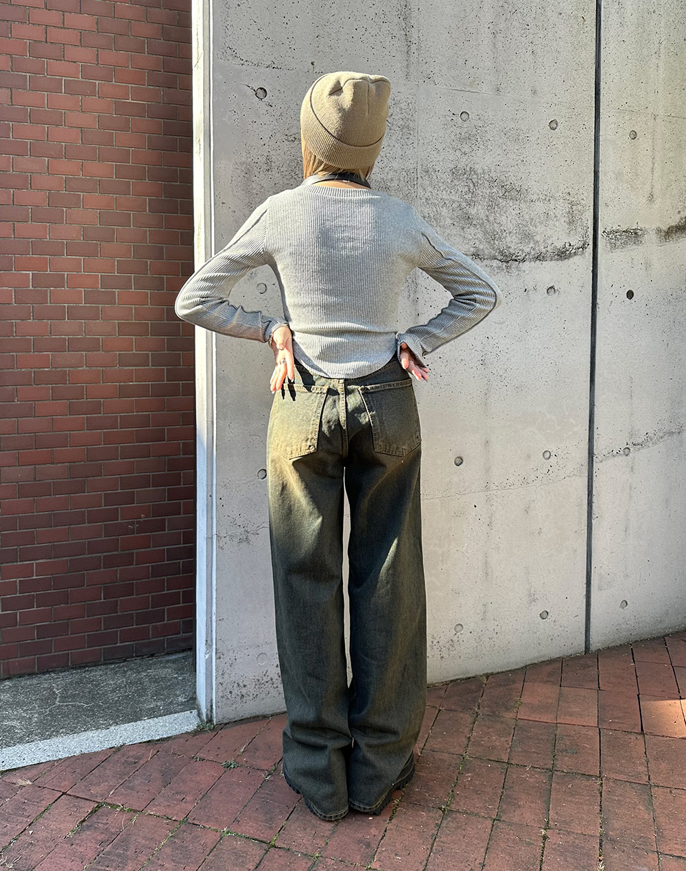 wilful パンツ デニム ジーンズ ヴィンテージ加工 ワイドデニム