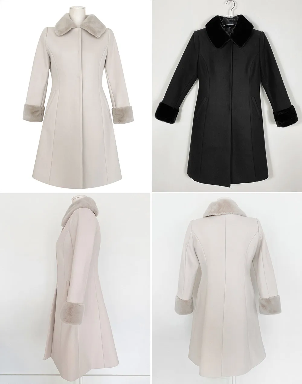 ウール混ファー付きAラインコート | レディースファッション通販 - DHOLIC 
