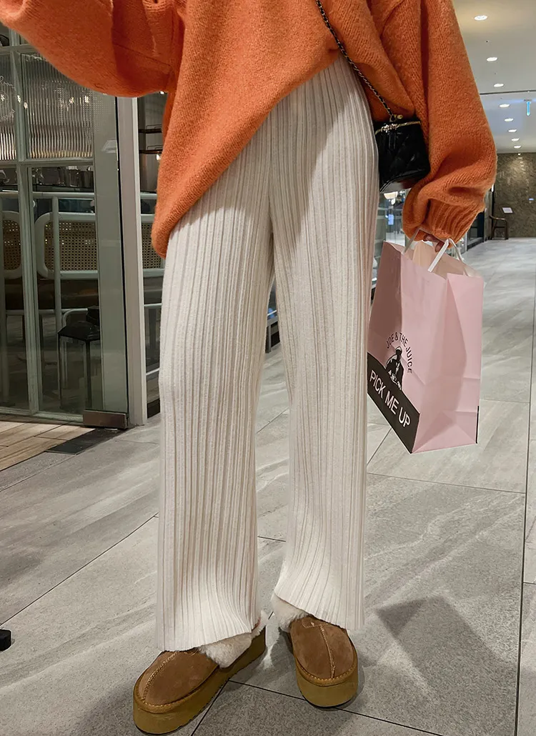 ワイドリブニットパンツ | レディースファッション通販 - DHOLIC 