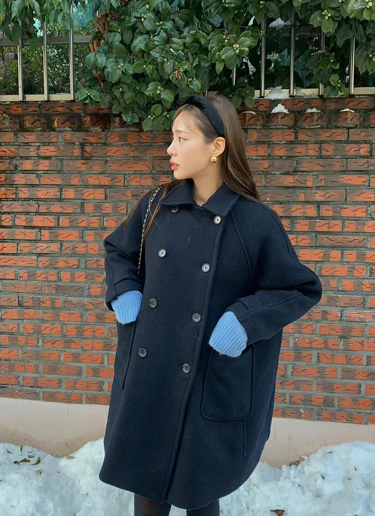 ダブルボタンラグランスリーブコート | レディースファッション通販  