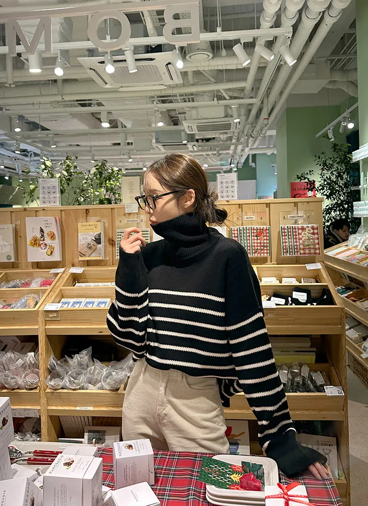 ハイネックボーダーニット | レディースファッション通販 - DHOLIC 