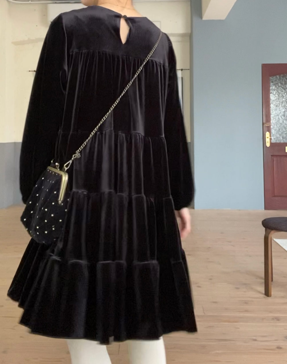 定価6万 Rene Gather Sweet ベロアティアードワンピース 36 定価6万