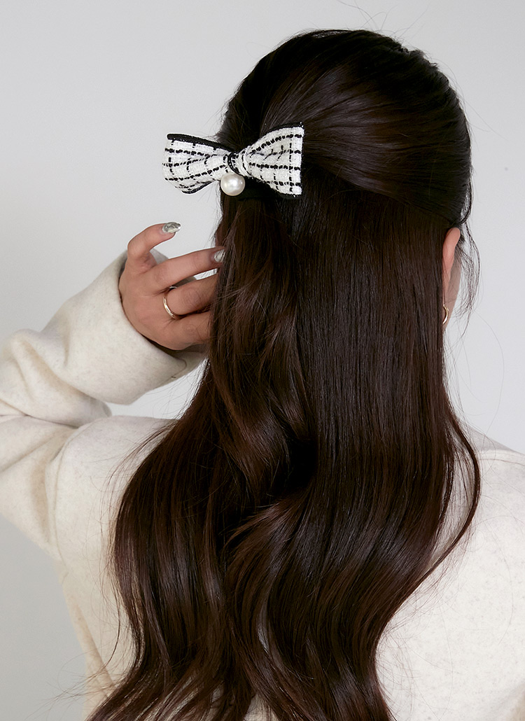 ハンドメイドツイードリボンヘアゴム | レディースファッション通販