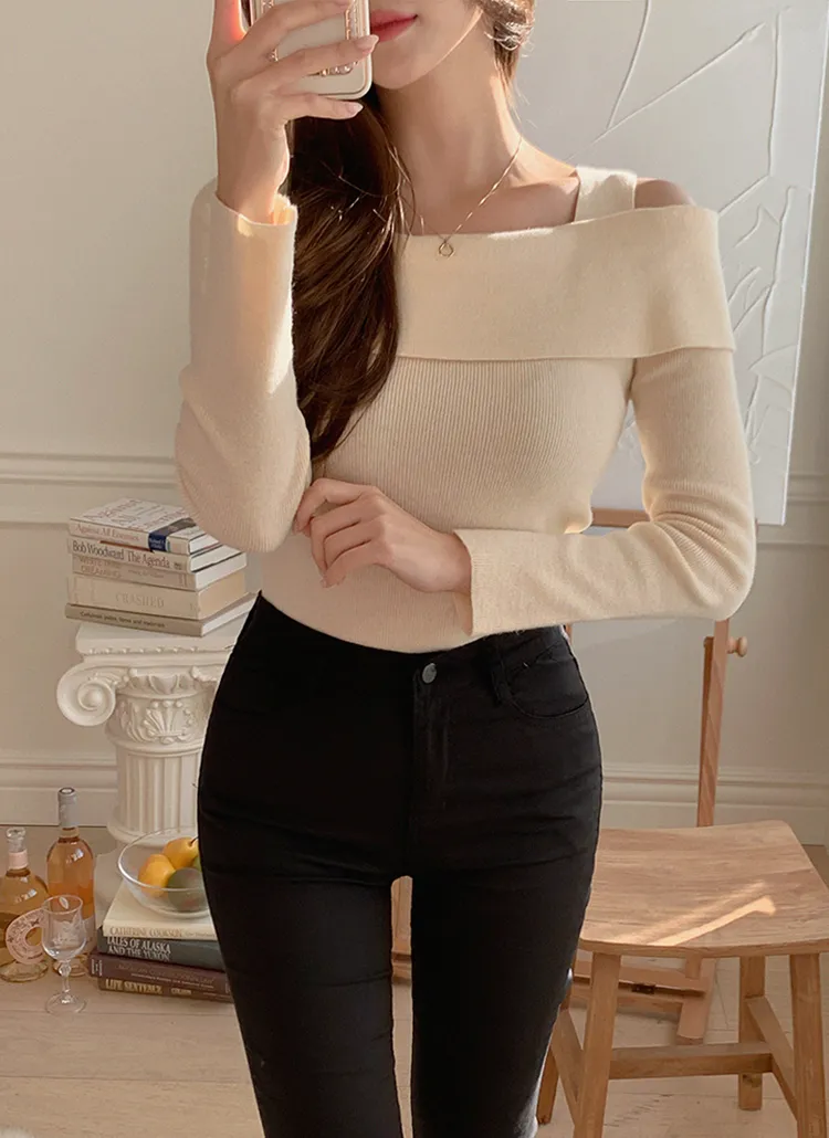 ワンショルダー長袖ニット | blackholej | 詳細画像1