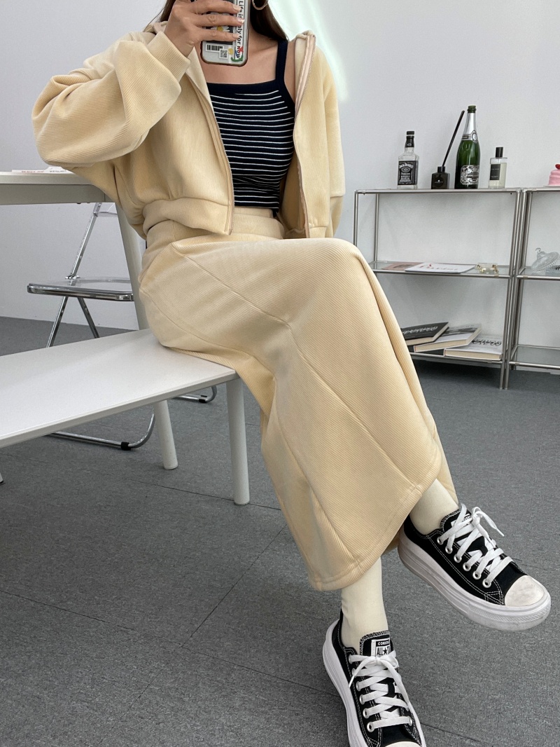 コーデュロイパーカー&マーメイドスカートSET | レディース
