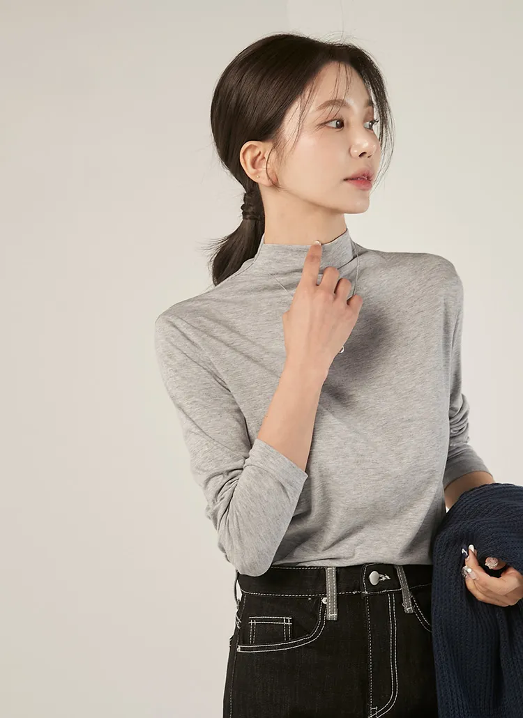 ハーフネック長袖Tシャツ | DHOLIC | 詳細画像1