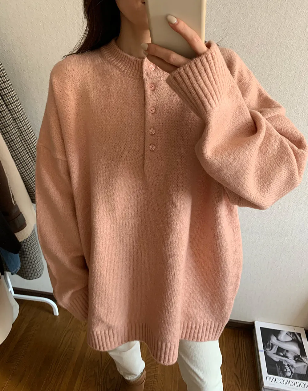 ヘンリーネックオーバーサイズニット | レディースファッション通販 
