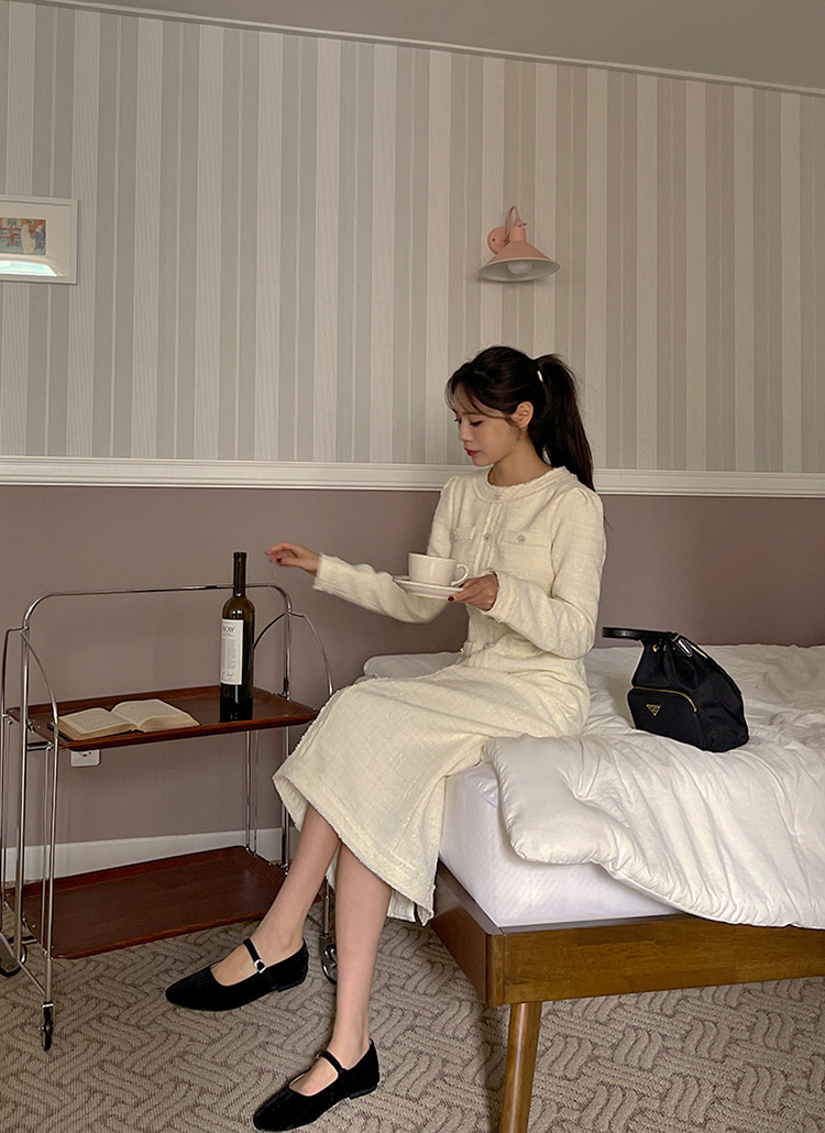 ラメツイードロングワンピース | レディースファッション通販