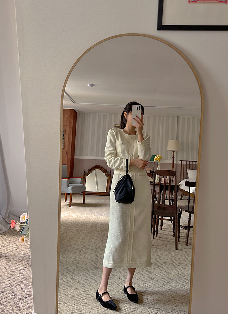 ラメツイードロングワンピース | レディースファッション通販 - DHOLIC