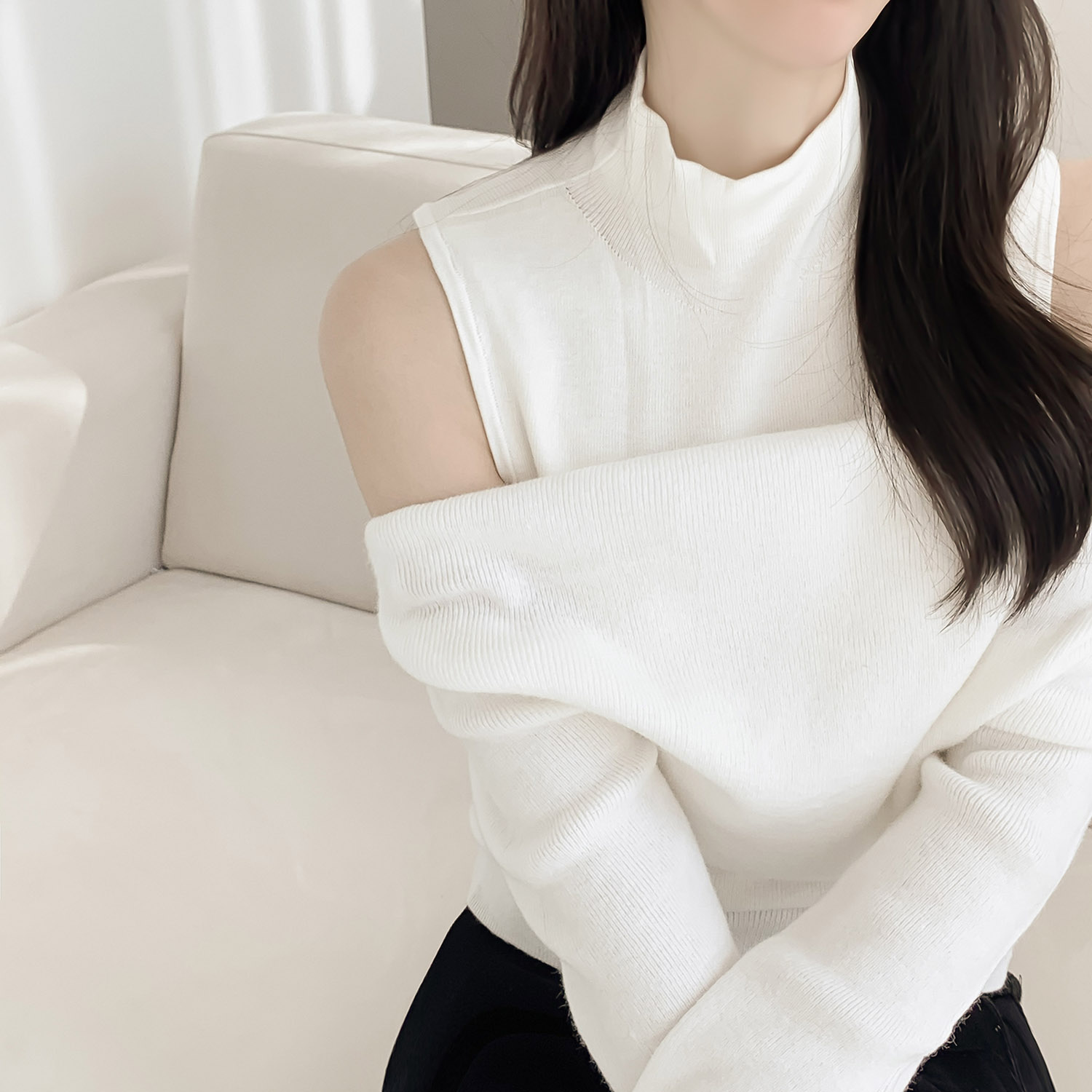 NOBLE ハイネックオフショルニット◆新品 追加》ハイネックオフショルニット（ニット／セーター）｜NOBLE
