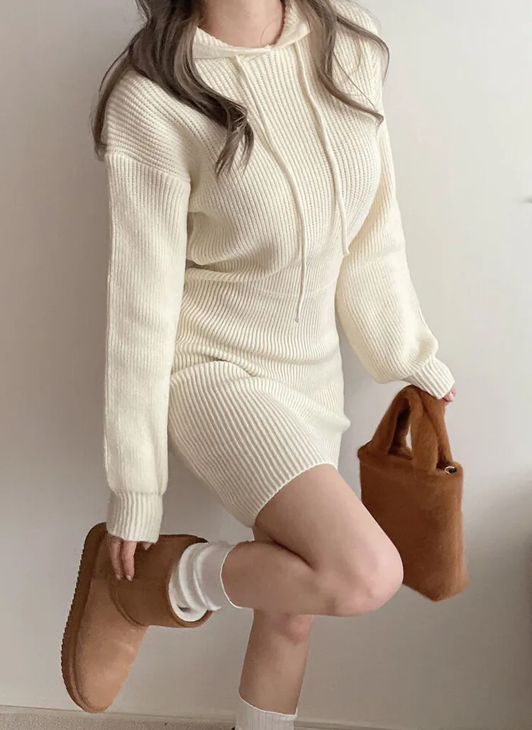 フードニットミニワンピース | レディースファッション通販 - DHOLIC 