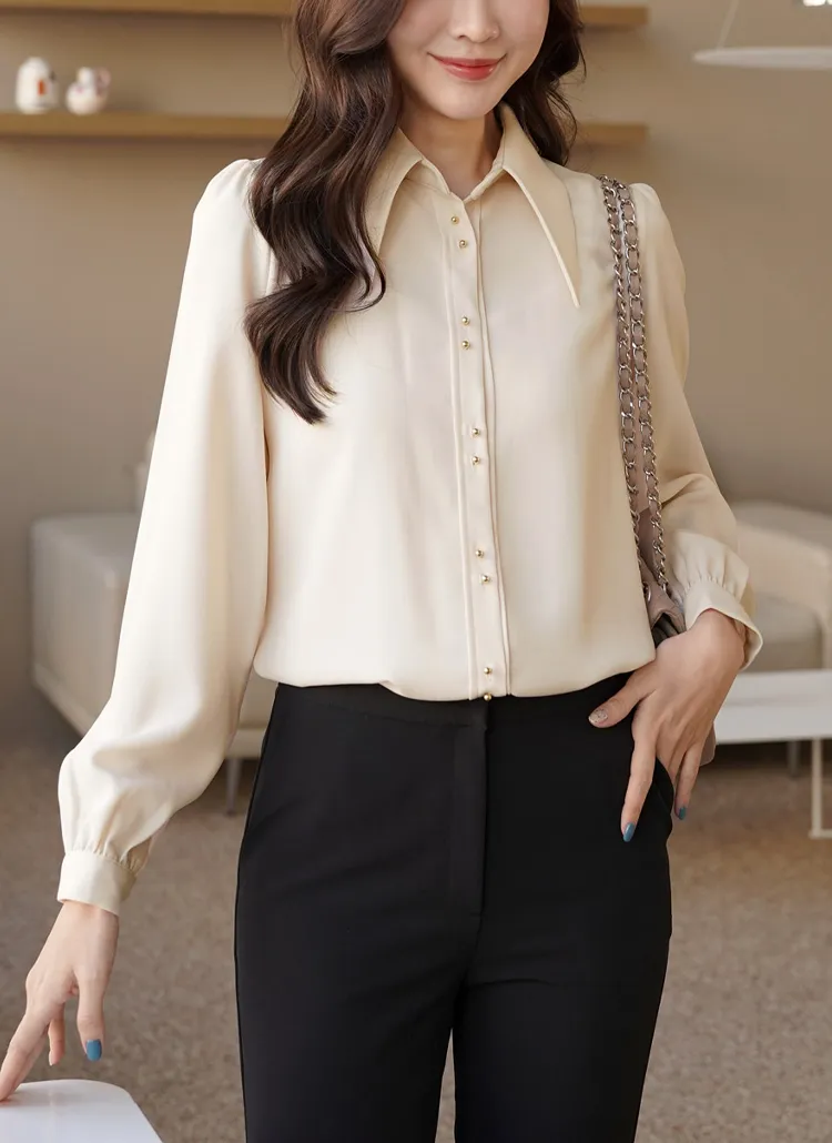 バリモアカラーボールボタンブラウス | clicknfunny | 詳細画像1