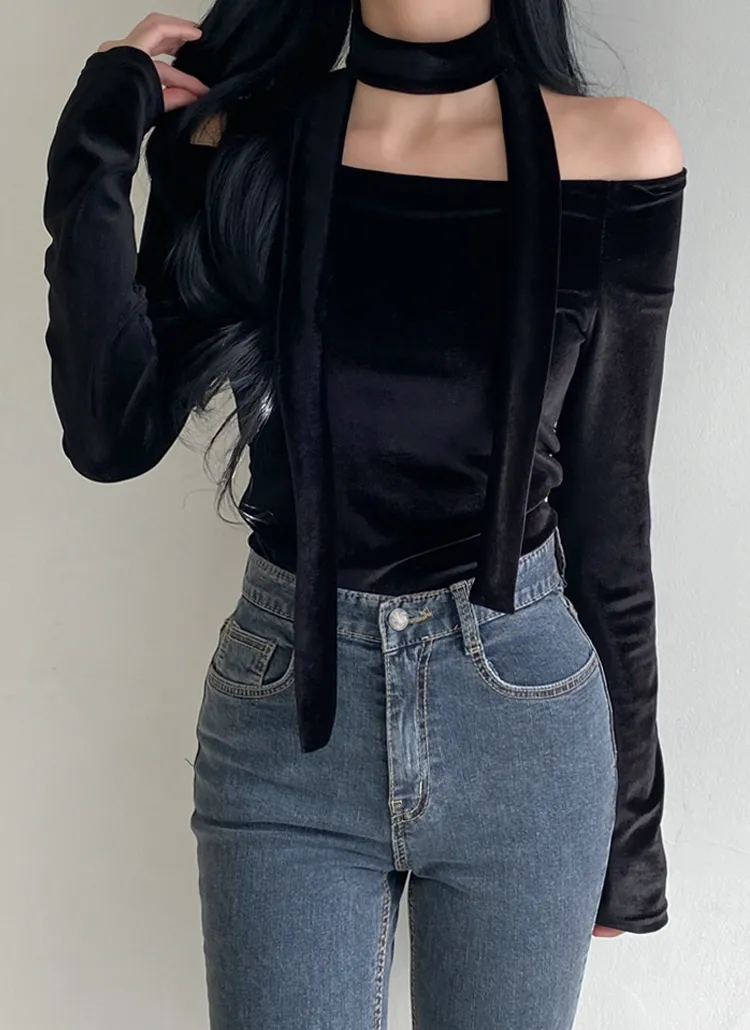 オフショルベルベットTシャツ | dangosister | 詳細画像1