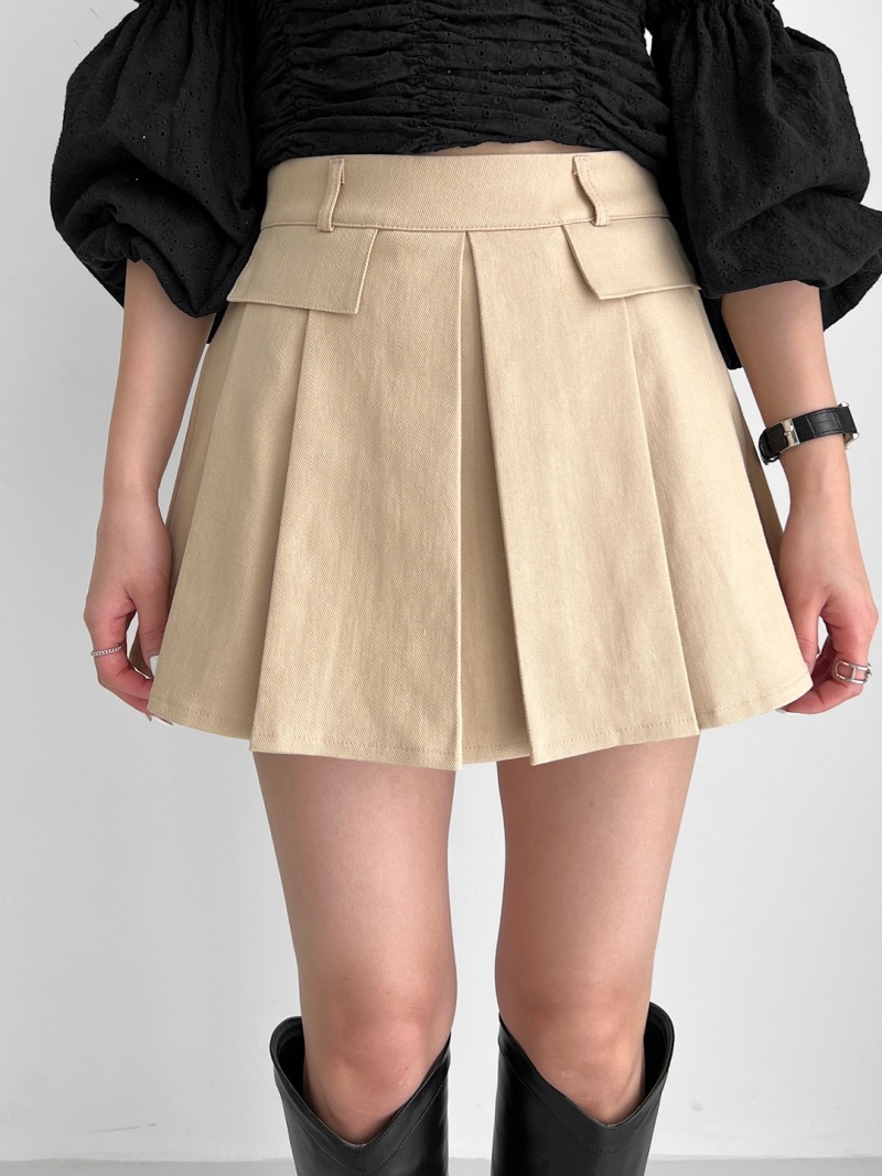 レモングラスブラック ジッパー付きブーツ、ベージュスカート パンツ裏地フラップタックミニスカート | レディースファッション通販