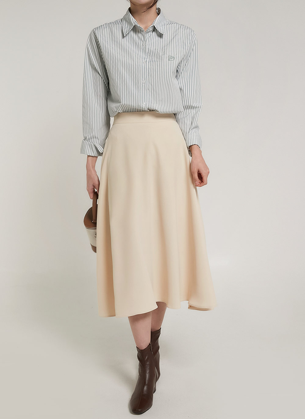 ストライプハート刺繍シャツ | DHOLIC | 詳細画像3