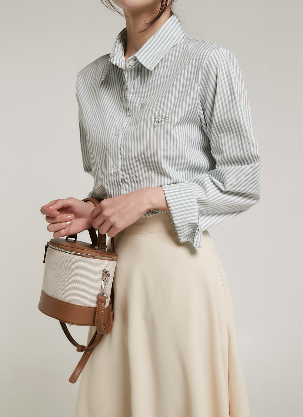 ストライプハート刺繍シャツ | DHOLIC | 詳細画像5