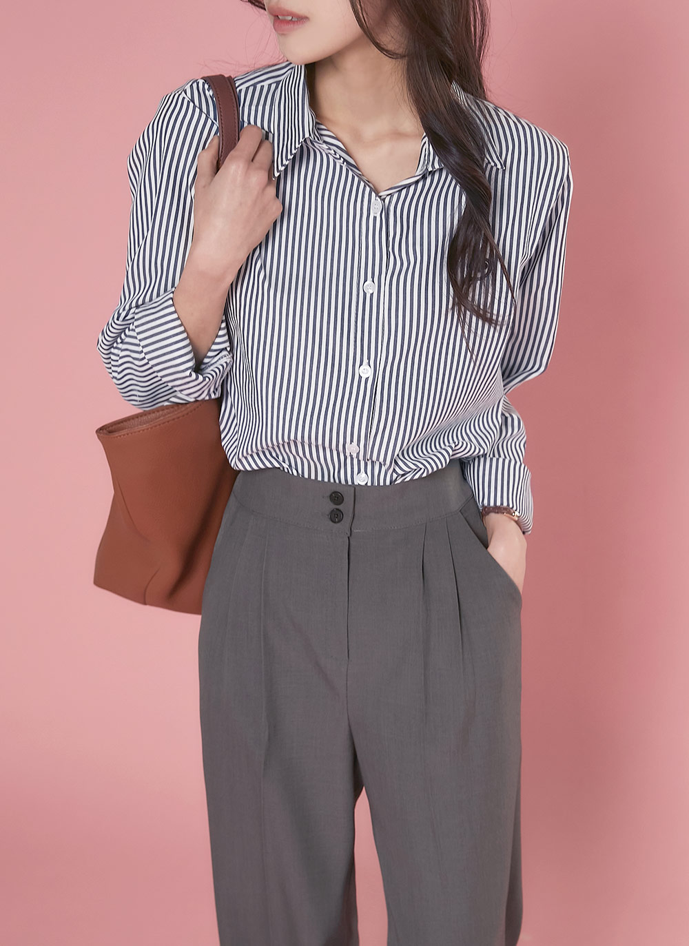 ストライプハート刺繍シャツ | DHOLIC | 詳細画像9