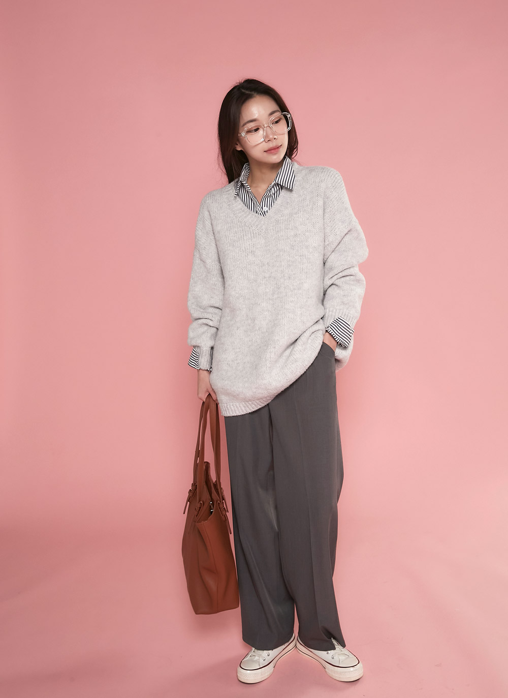 ストライプハート刺繍シャツ | DHOLIC | 詳細画像12