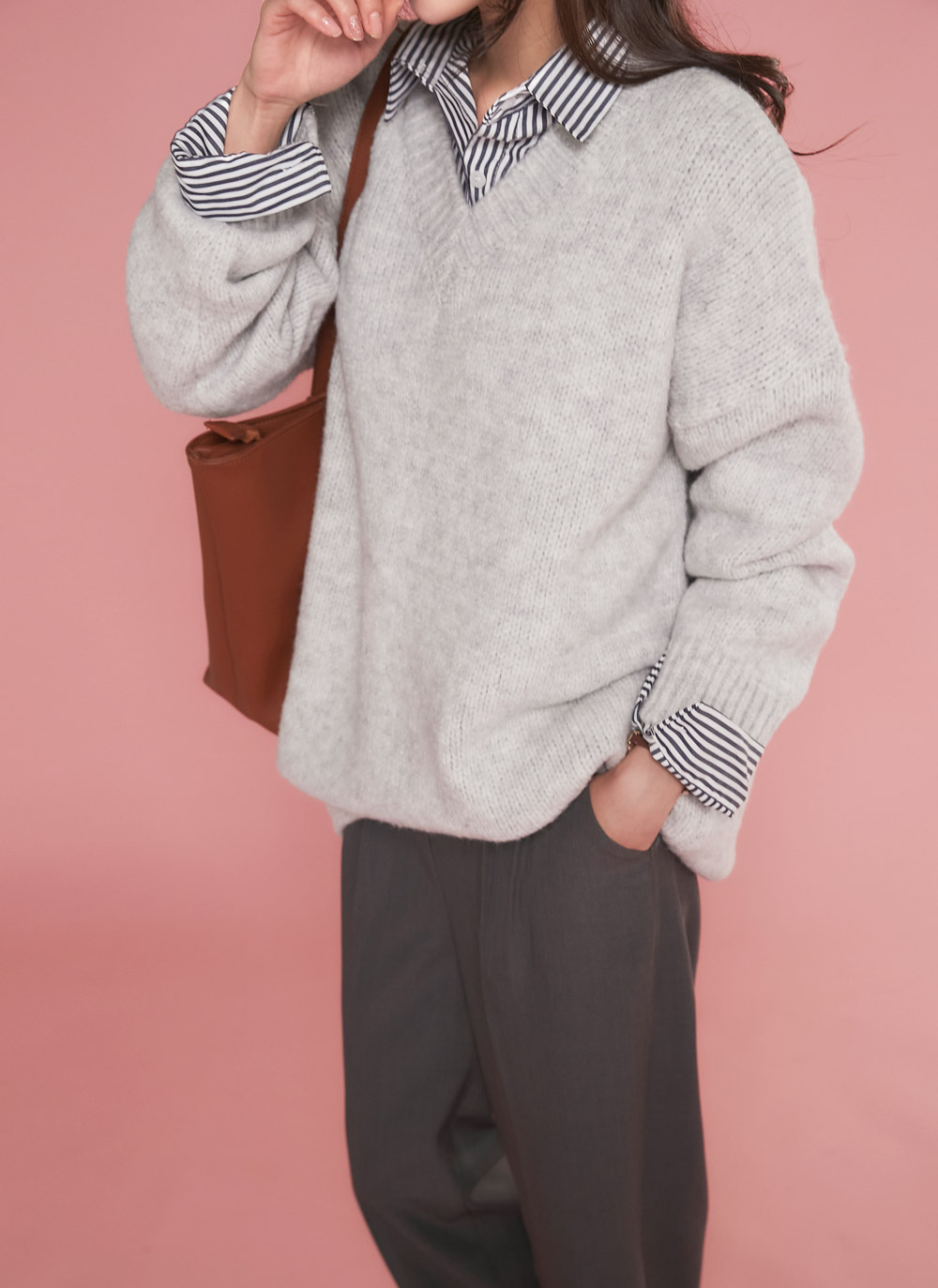 ストライプハート刺繍シャツ | DHOLIC | 詳細画像13