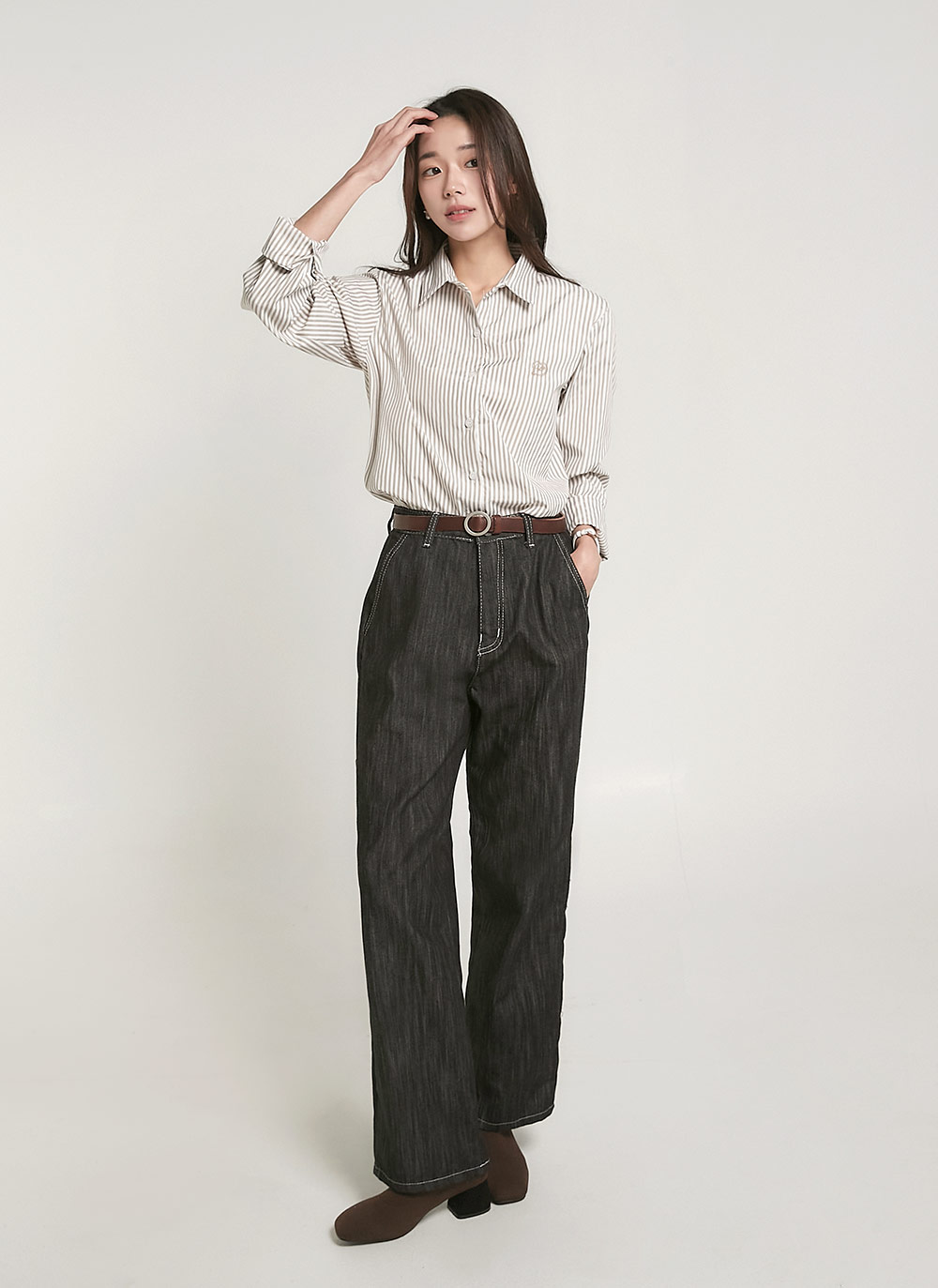 ストライプハート刺繍シャツ | DHOLIC | 詳細画像19