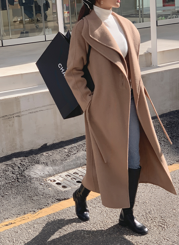 ベージュ ドロップショルダーコート ウール混合 trim_ofkss_item64f4772ea64611e