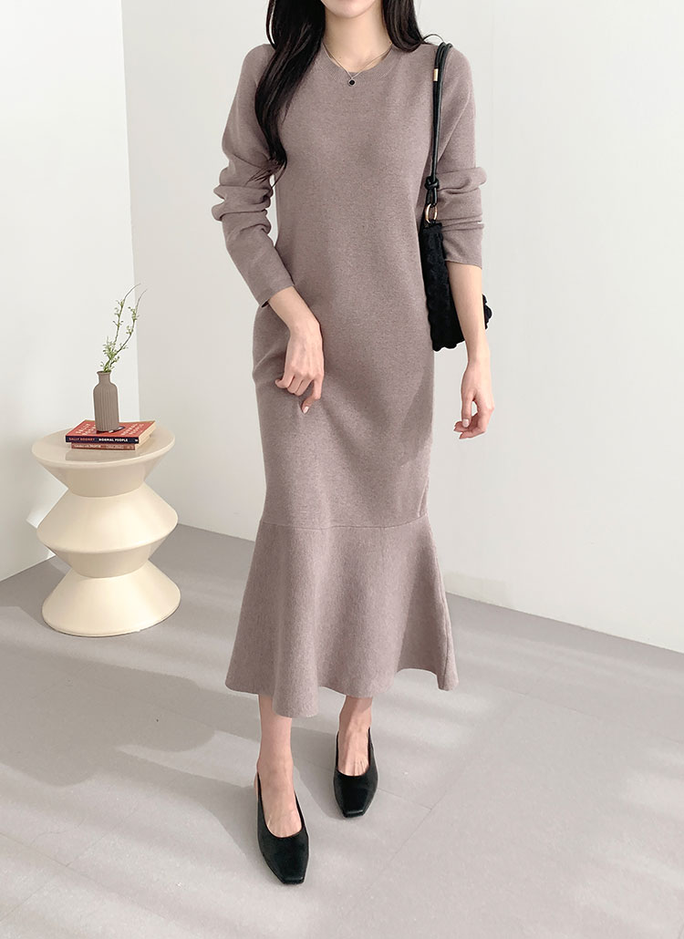 DEZERT ワンピーストレーナー ラメ×スウェット異素材ドッキングワンピース シルバー 春/秋