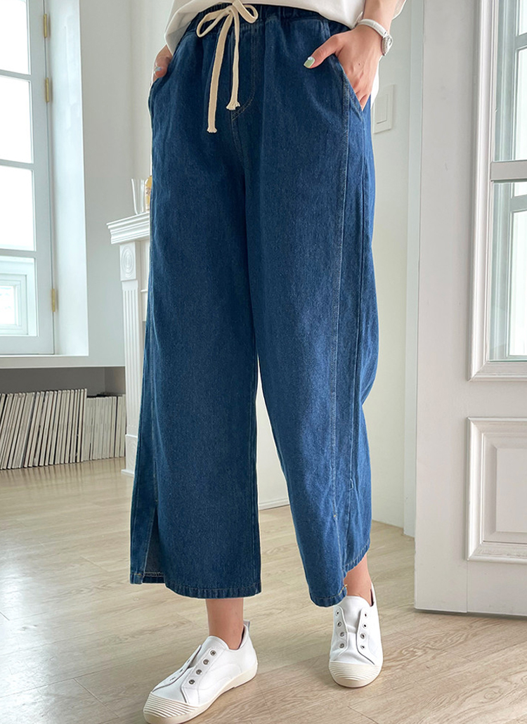 サイドスリット ワイドデニムパンツ サイドスリットワイドデニムパンツ | レディースファッション