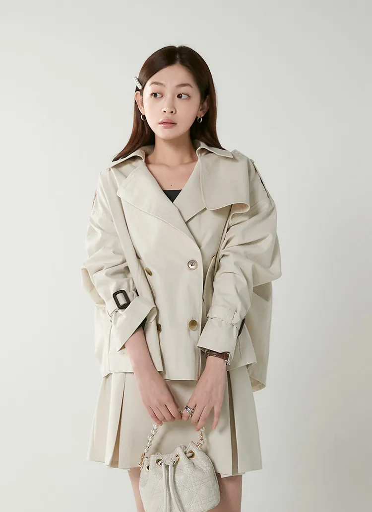 ベルト付ショートトレンチジャケット | DHOLIC | 詳細画像1