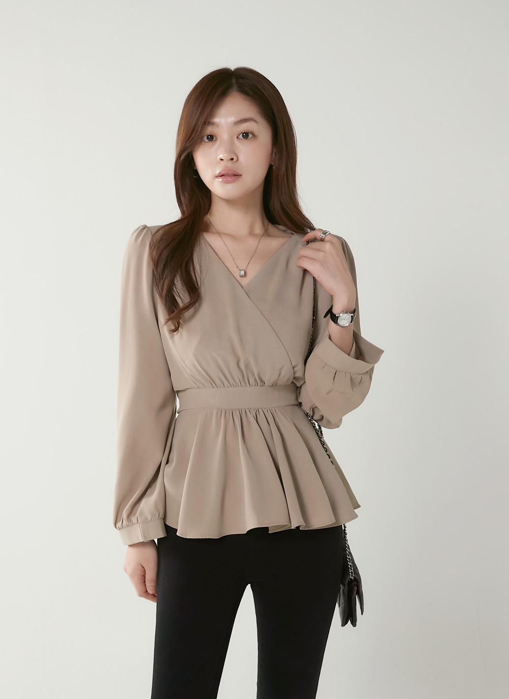 Uhr Cachecoeur Tunic Dress　カシュクール　ペプラム　綿 セール】カシュクールペプラムブラウス（シャツ/ブラウス