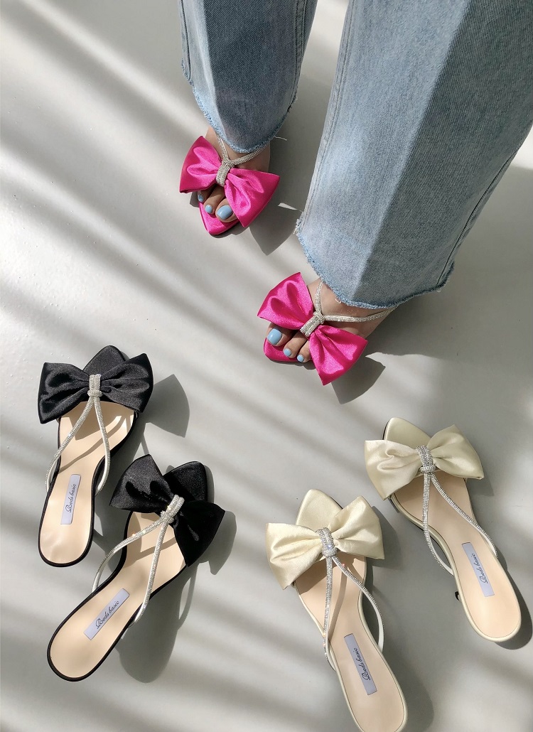 リボンキュービックストラップサンダル | レディースファッション通販