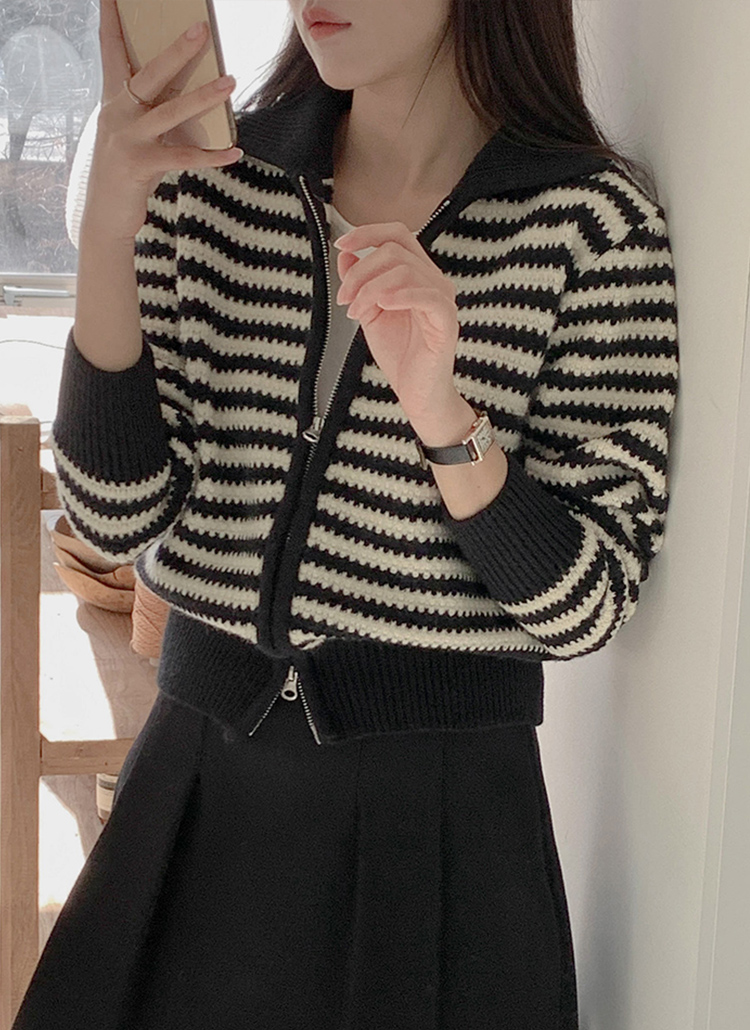 ボーダージップアップカーディガン・p488389