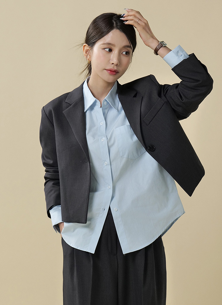 dholic ジャケット ワンボタンクロップドジャケット | レディースファッション通販 - DHOLIC