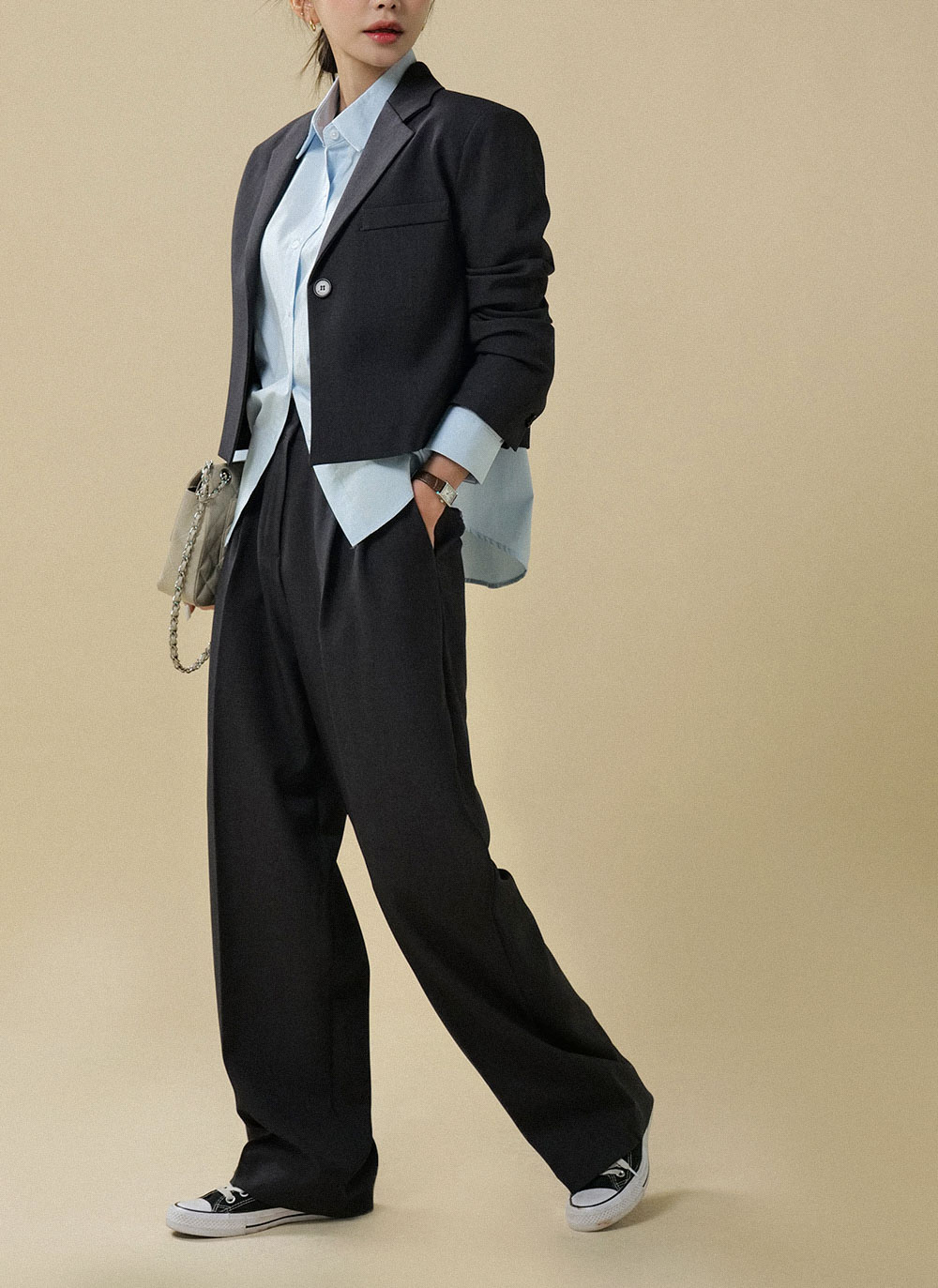 dholic ジャケット カラーネックゴールドボタンクロップドジャケット | レディース