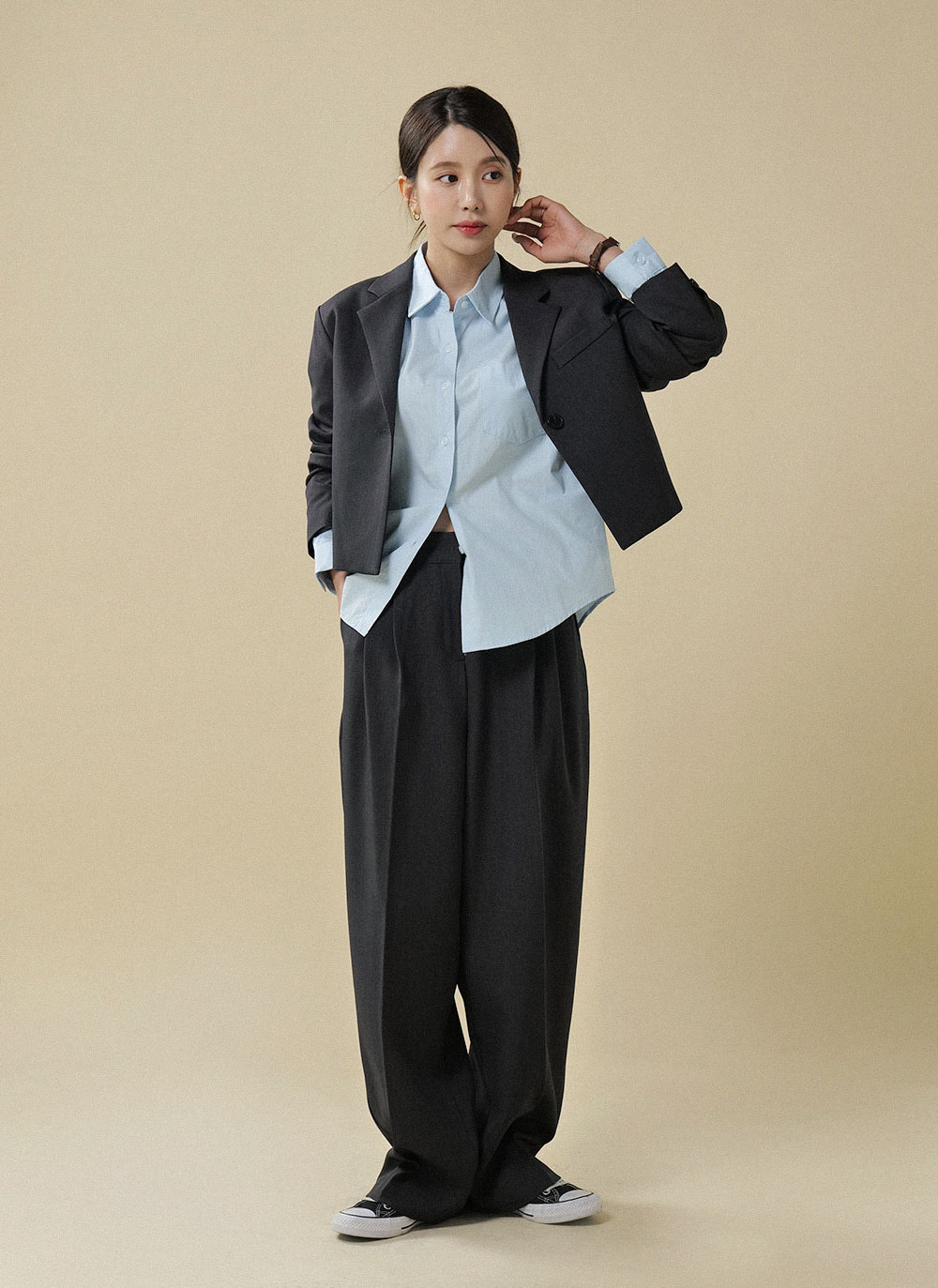 ワンボタンクロップドジャケット | レディースファッション通販 - DHOLIC