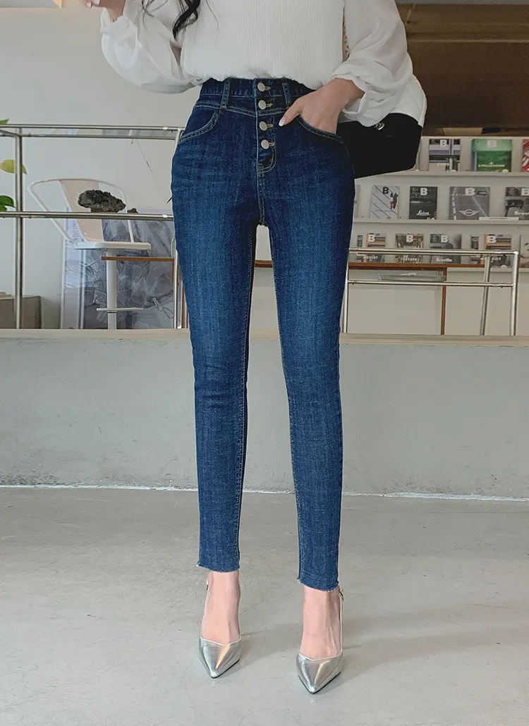 ボタンフライスキニーデニムパンツ | レディースファッション通販 - DHOLIC