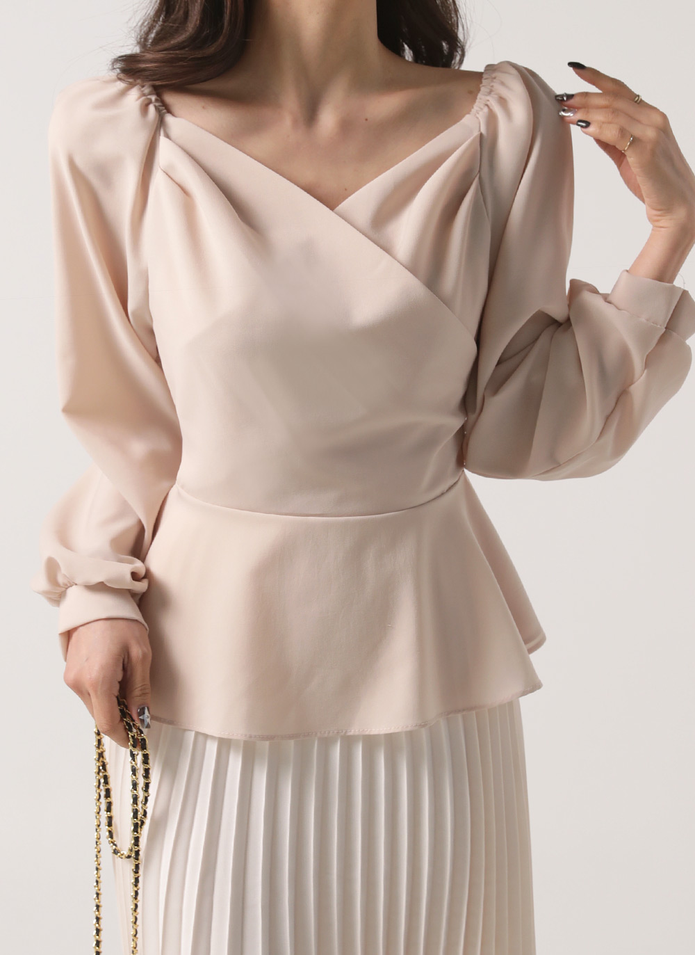 美品☆ TONAL トーナル カシュクール ペプラムブラウス 2way 38 TONAL 