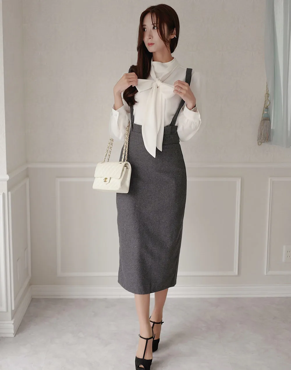 サスペンダー付2WAYハイウエストスカート | レディースファッション  