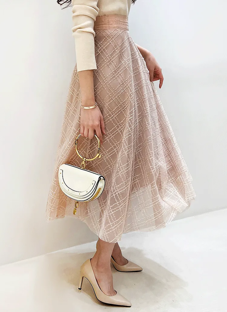 スパンコールチュールフレアスカート | minagram | 詳細画像1