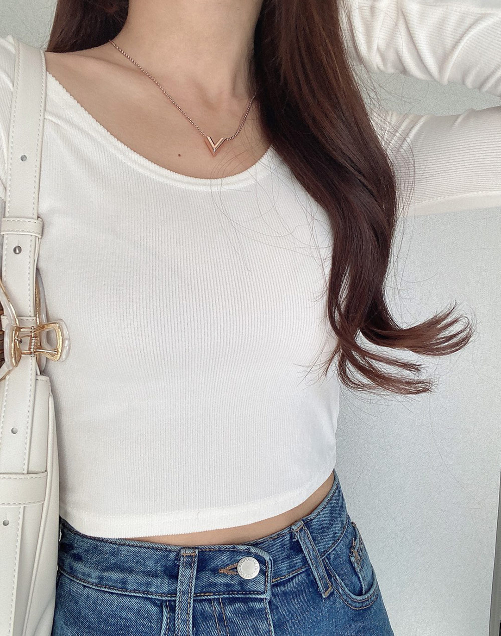 クロップドロングスリーブTシャツ | レディースファッション通販 - DHOLIC