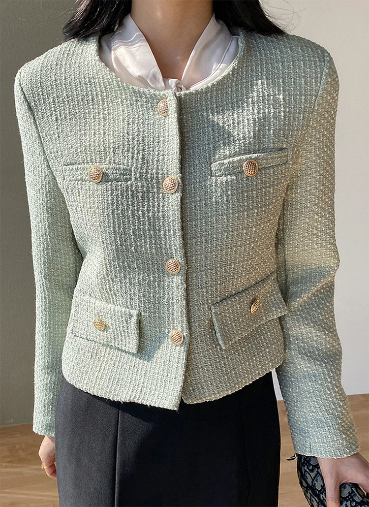 ゴールドボタンツイードジャケット | レディースファッション通販 - DHOLIC