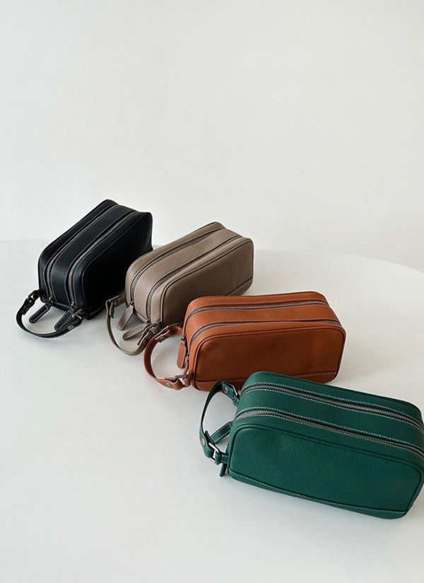 ポーチ2 ダブルファスナーポーチ/モロッカン柄 スカイブルー | cloth & stitch