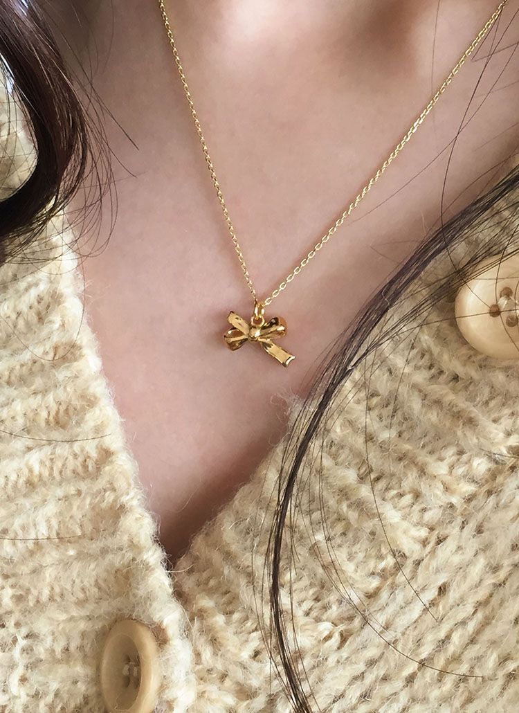 リボンモチーフ ネックレス 金色 サマンサベガ SAMANTHAVEGA リボンモチーフネックレス (ゴールド