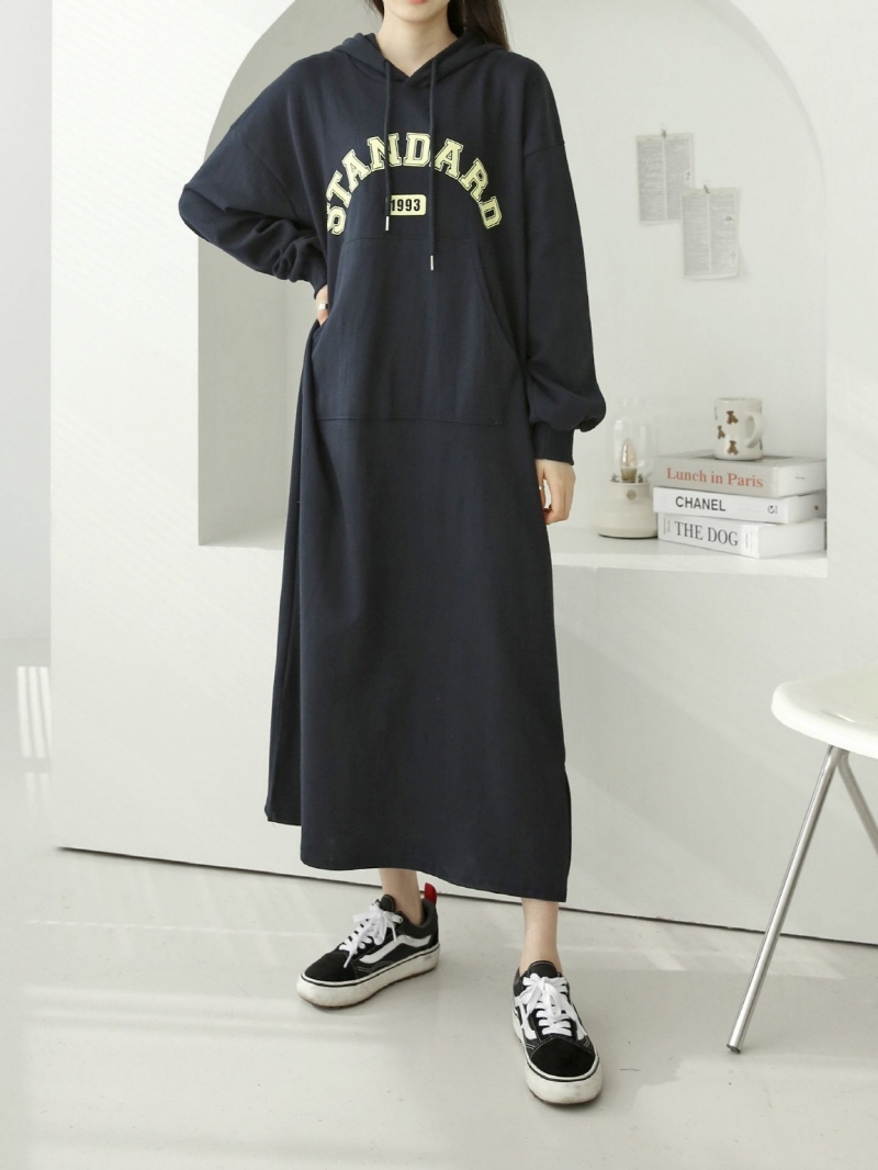 定価約3万【LE PHIL】パーカーワンピース GeeRA ワンピース 「新色追加/M-3Lサイズ」ハーフジップ裏起毛